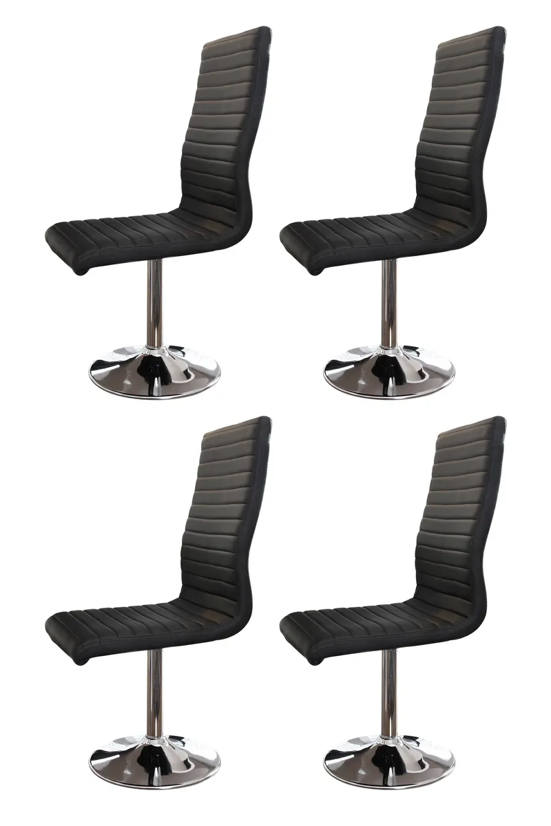 Lio Esszimmerstuhl 4er Set in Kunstleder Optik, Schwarz