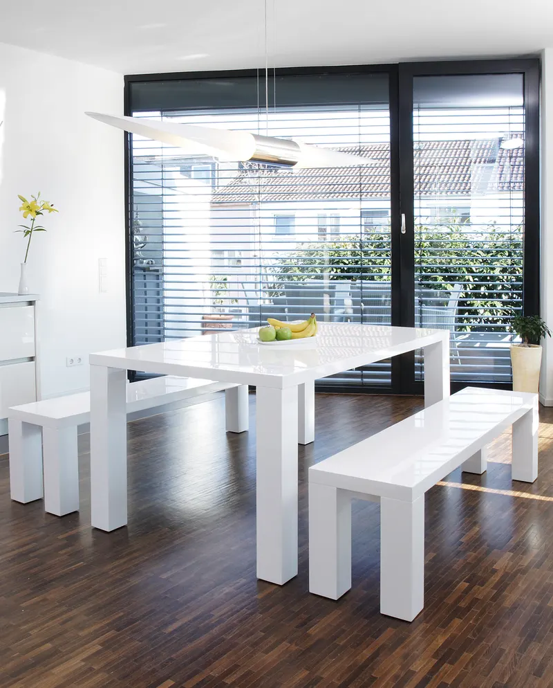 Esstisch 140 × 90 × 76 cm, weiß hochglanz, Ansicht 4