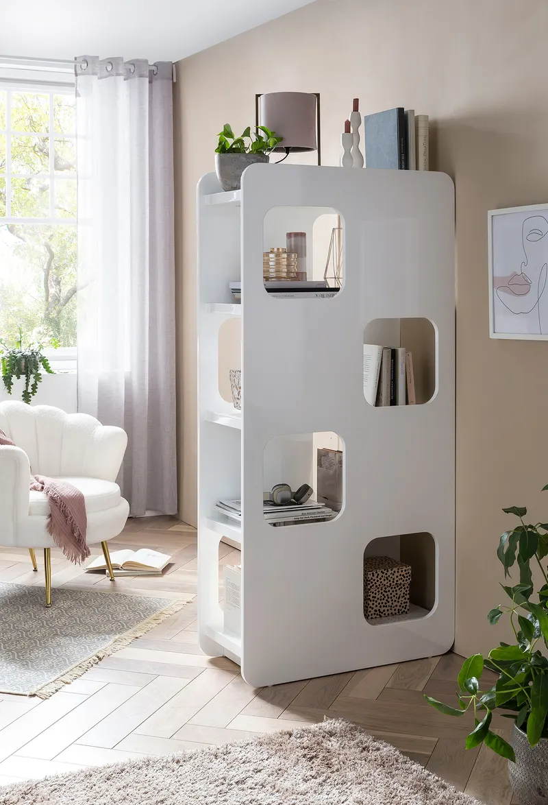 Raumteiler-Regal MDF weiß, 81 × 36 × 168 cm, Ansicht 4