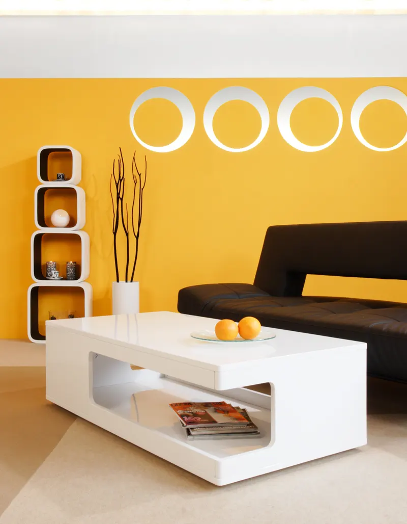 White Line Couchtisch 120 × 60 × 35 cm, weiß hochglänzend