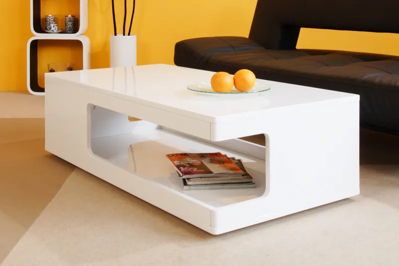 Couchtisch 120 × 60 × 35 cm, weiß hochglänzend, Ansicht 2