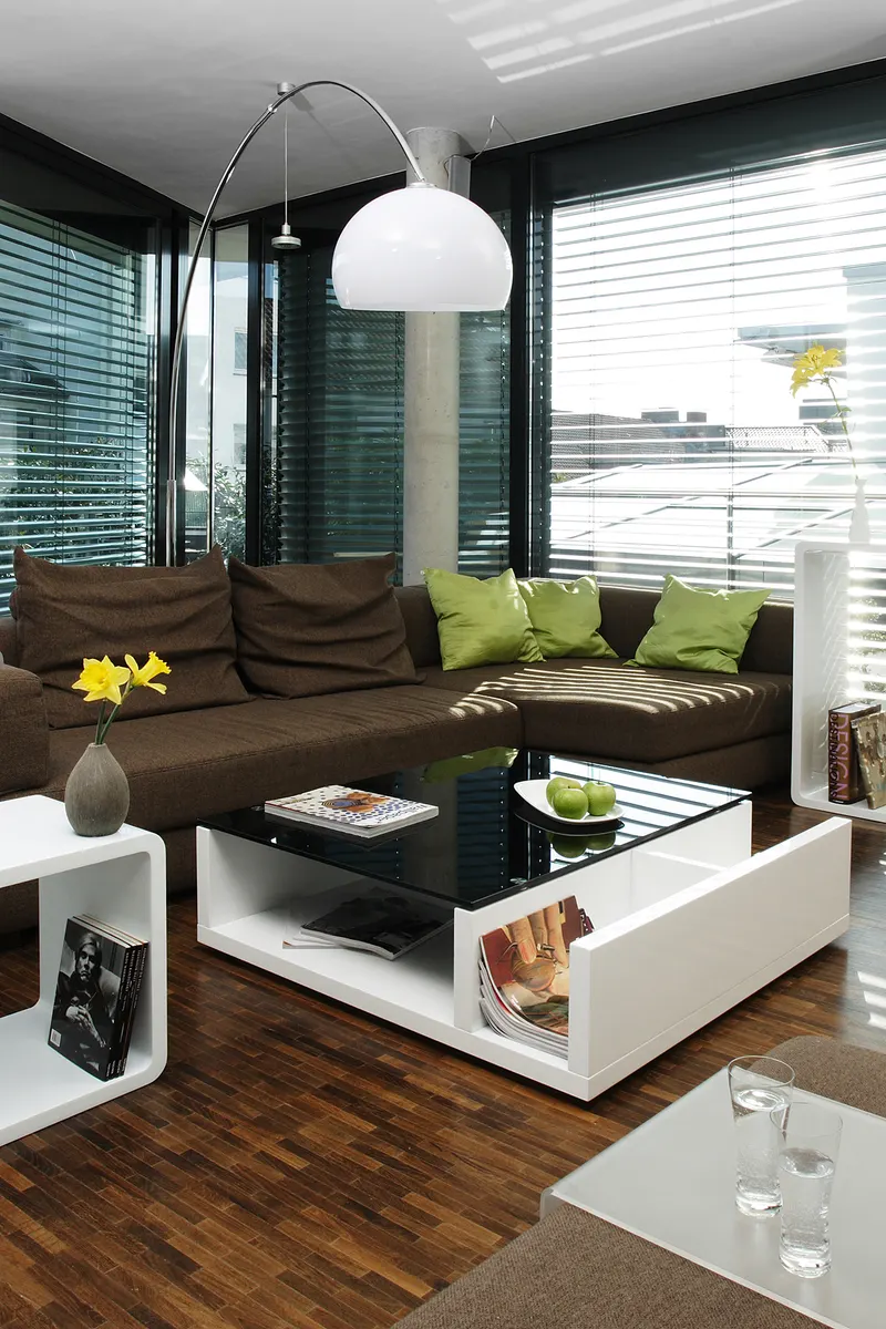 Couchtisch Weiß/Schwarz 100 × 100 cm, Ansicht 2