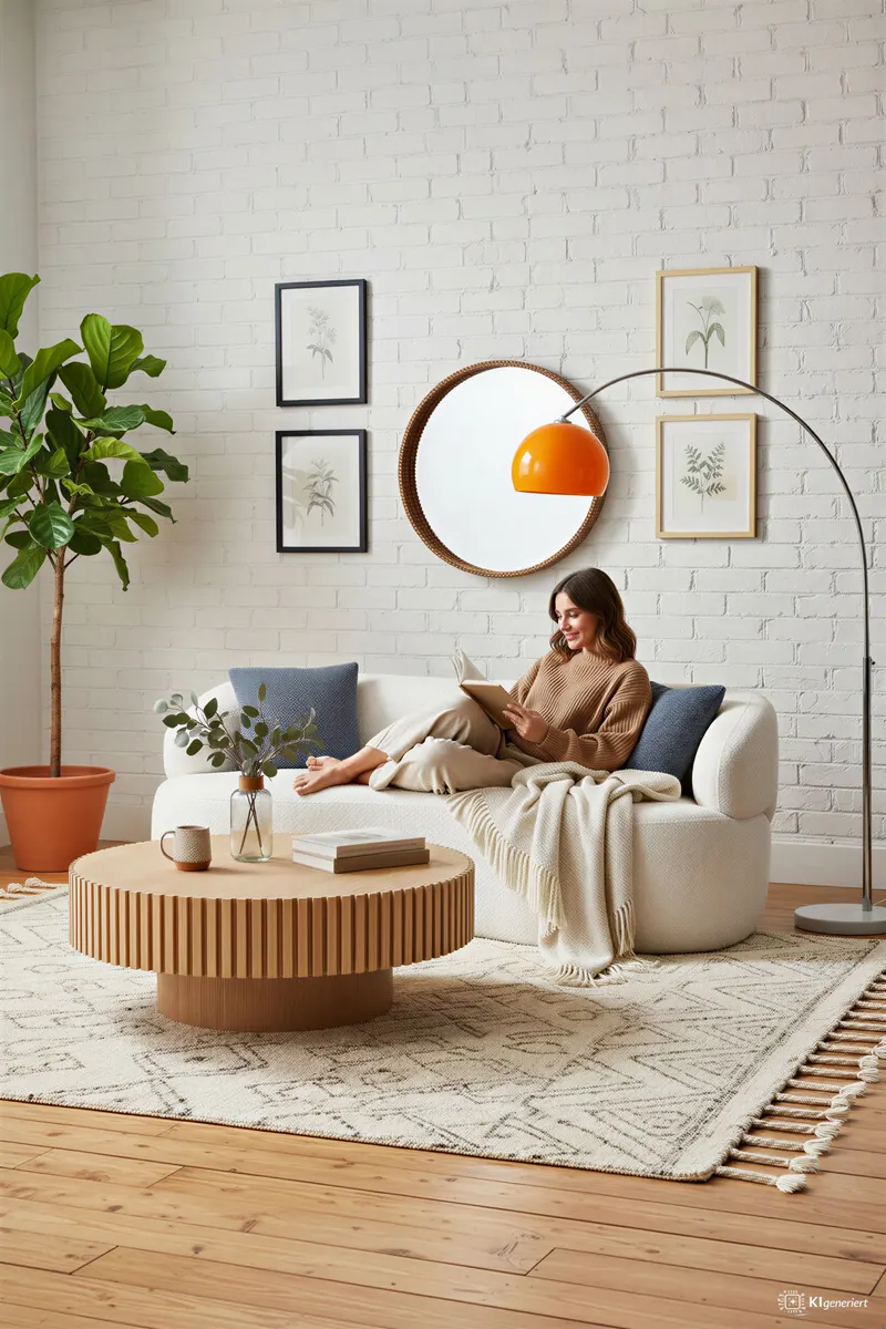 Nierensofa 2-Sitzer Bouclé Stoff Weiß, Ansicht 7