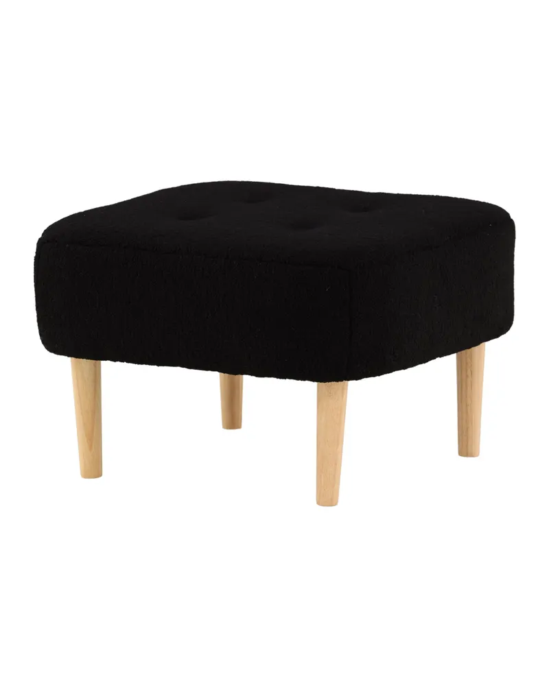 Salina Polsterhocker mit Knopfheftung in Schwarz, Gestell Natur, Ansicht 8