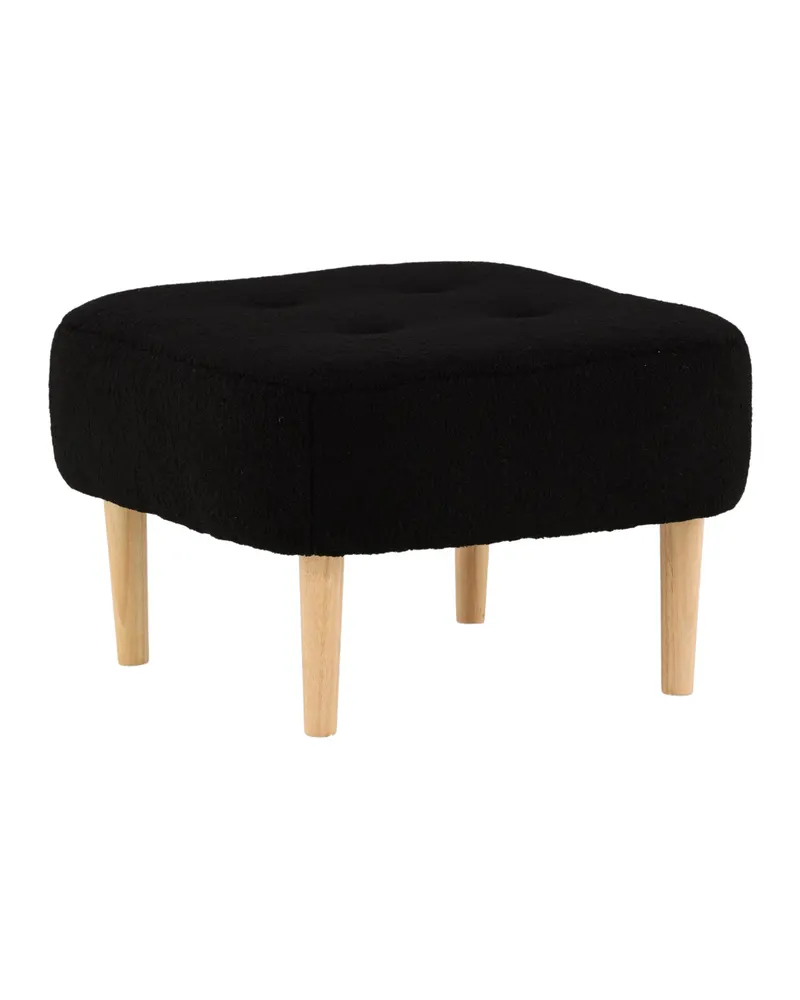 Salina Polsterhocker mit Knopfheftung in Schwarz, Gestell Natur, Ansicht 9
