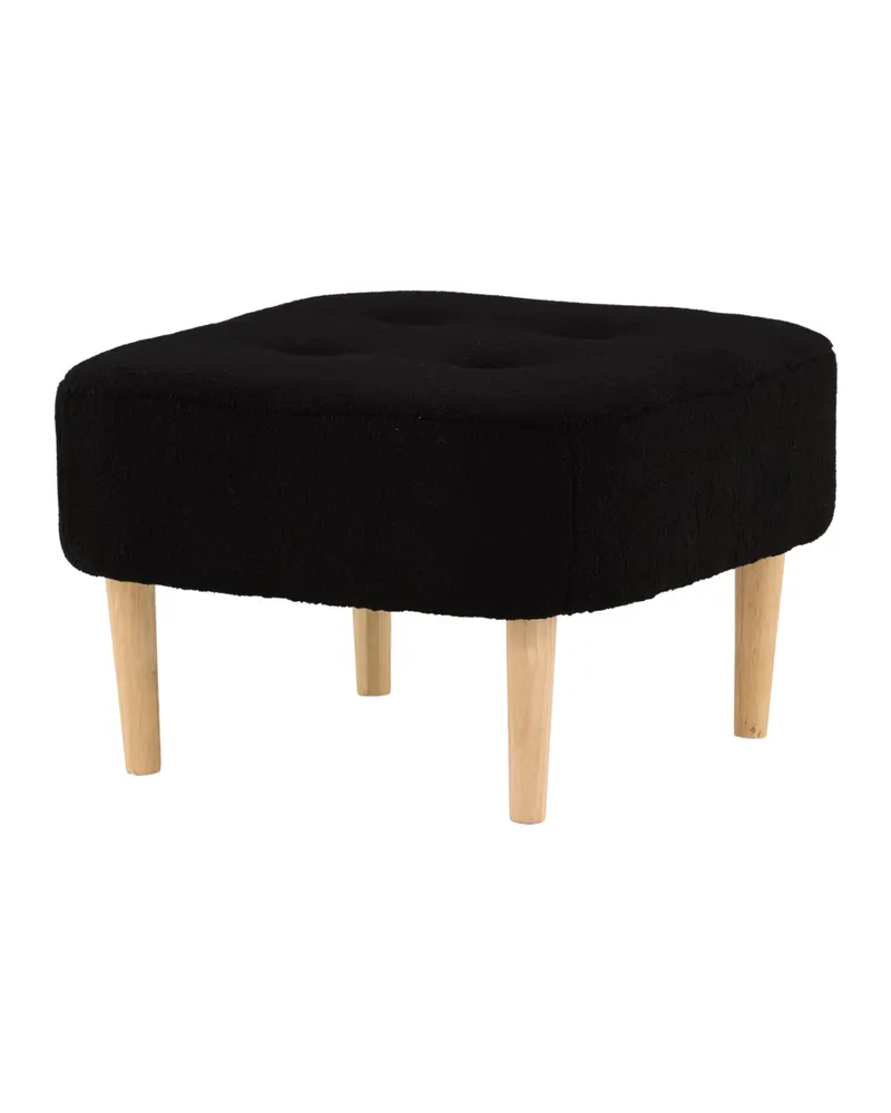 Salina Polsterhocker mit Knopfheftung in Schwarz, Gestell Natur, Ansicht 11