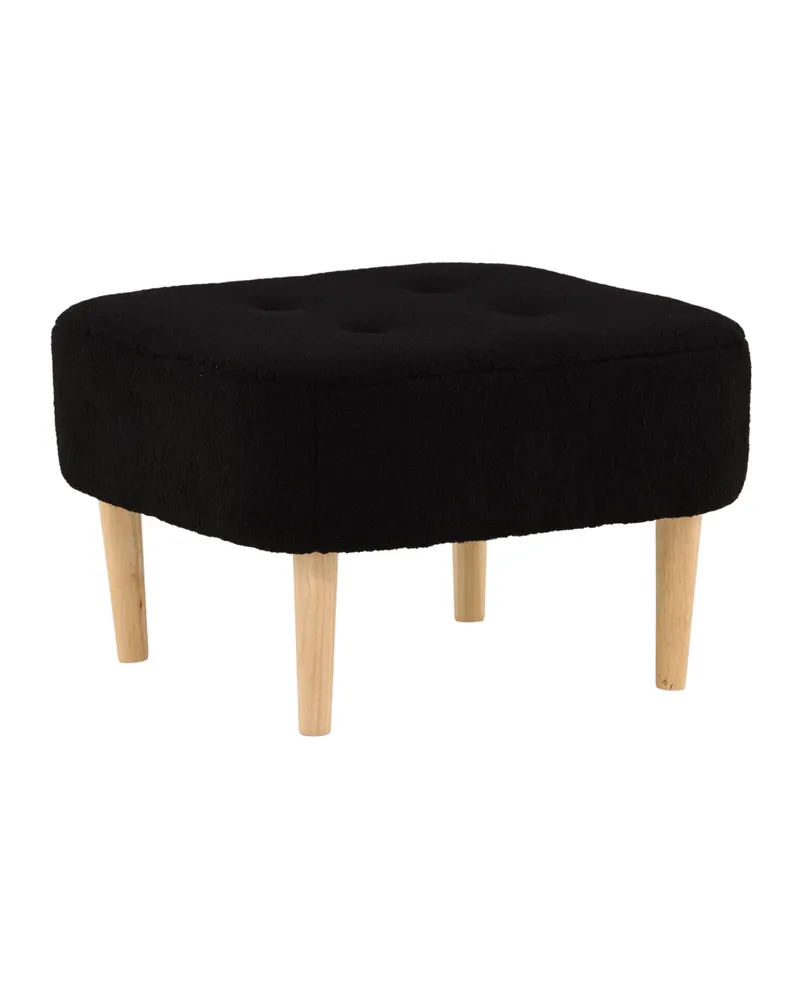 Salina Polsterhocker mit Knopfheftung in Schwarz, Gestell Natur, Ansicht 12
