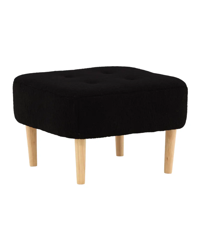 Salina Polsterhocker mit Knopfheftung in Schwarz, Gestell Natur, Ansicht 6