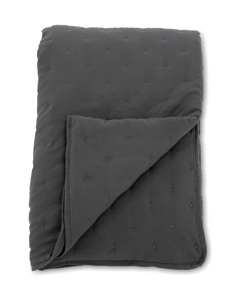 Sally gesteppte Tagesdecke mit Stickpunkten in 150 × 250 cm, Anthrazit, Ansicht 2
