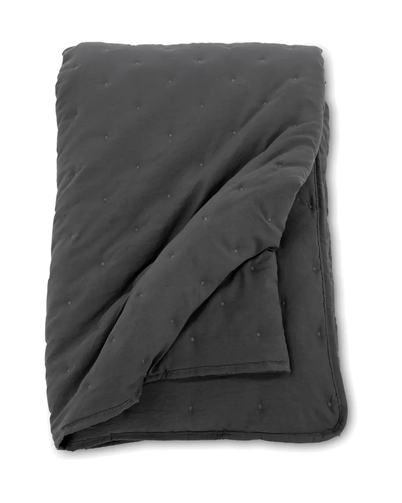 Sally gesteppte Tagesdecke mit Stickpunkten in 150 × 250 cm, Anthrazit, Ansicht 3