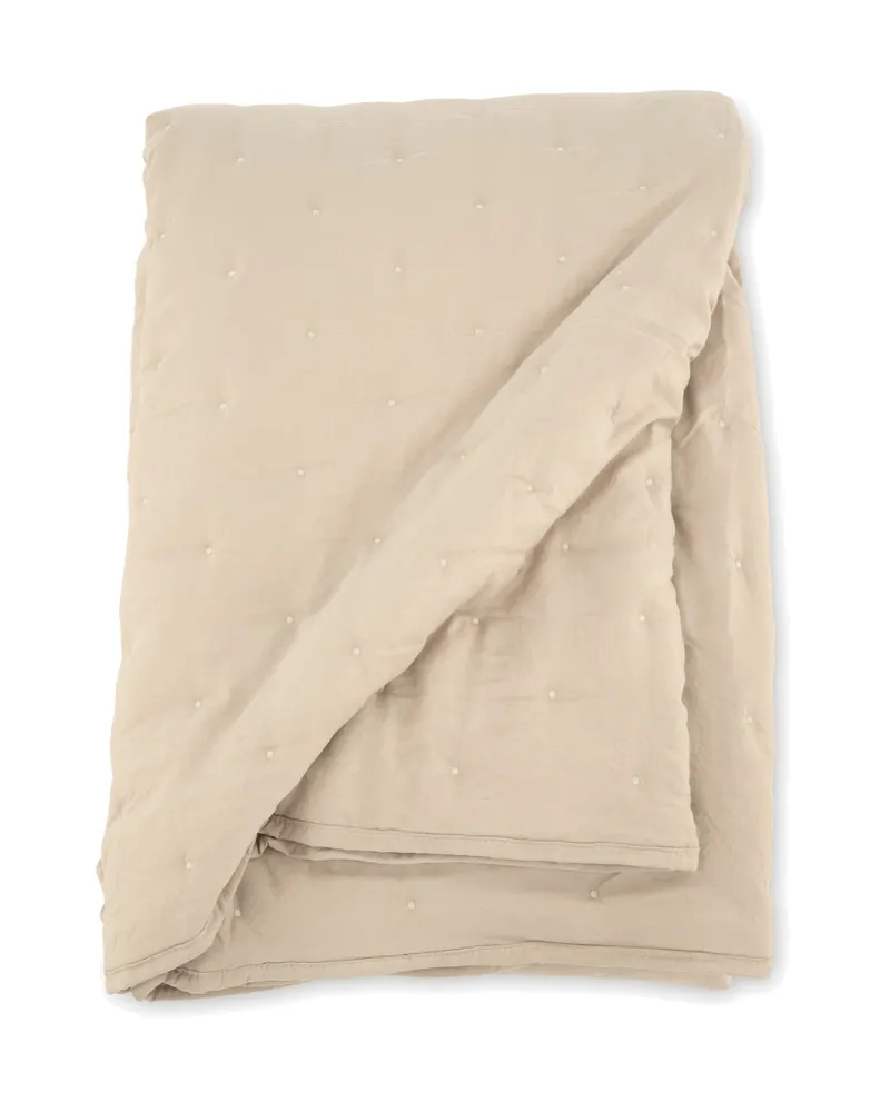 Sally gesteppte Tagesdecke mit Stickpunkten in 180 × 260 cm, Beige, Ansicht 3