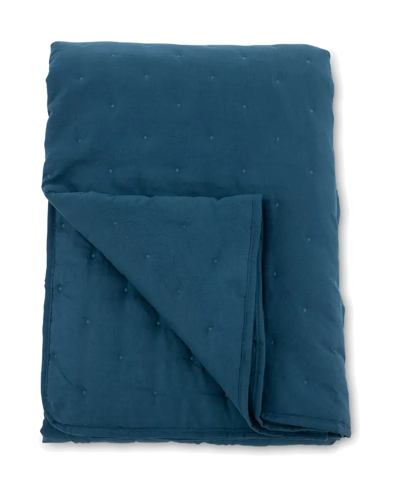 Sally gesteppte Tagesdecke mit Stickpunkten in 80 × 180 cm, Blau, Ansicht 2