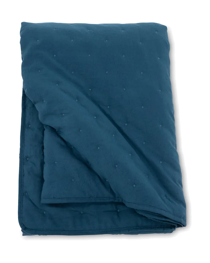 Sally gesteppte Tagesdecke mit Stickpunkten in 80 × 180 cm, Blau, Ansicht 3