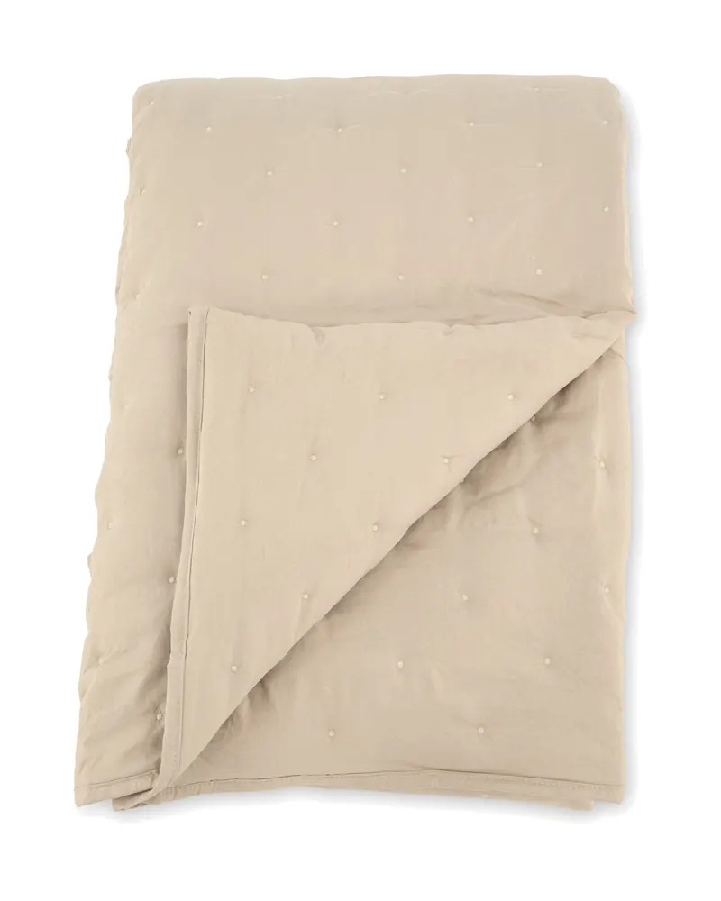 Sally gesteppte Tagesdecke mit Stickpunkten in 80 × 260 cm, Beige, Ansicht 2
