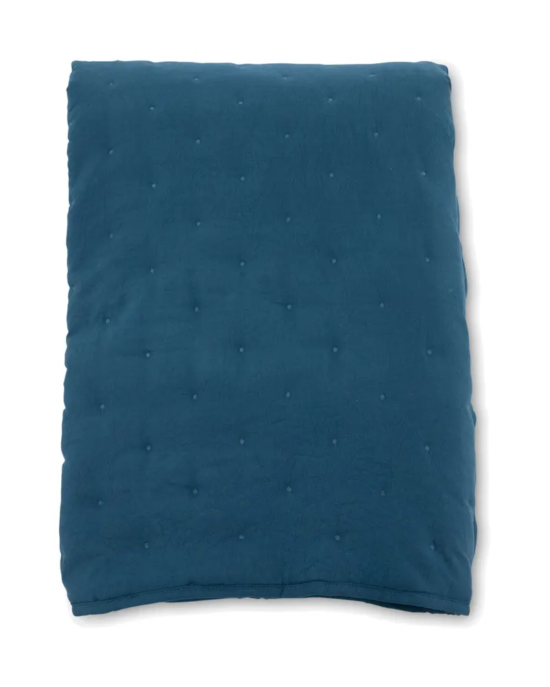 Sally gesteppte Tagesdecke mit Stickpunkten in 80 × 260 cm, Blau, Ansicht 1