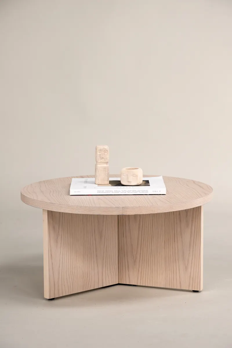 Saltö runder Couchtisch in Ø 85 cm, Whitewash, im Wohnraum, Ansicht 1