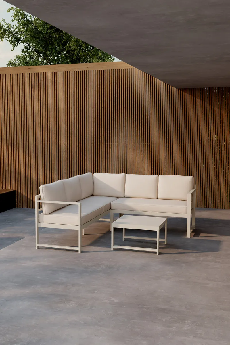 Salvador Gartenlounge mit Ecksofa und quadratischem Tisch, im Wohnraum, Ansicht 1