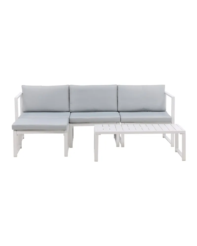 Salvador Gartenlounge in Weiß mit modularem Sofa und Couchtisch