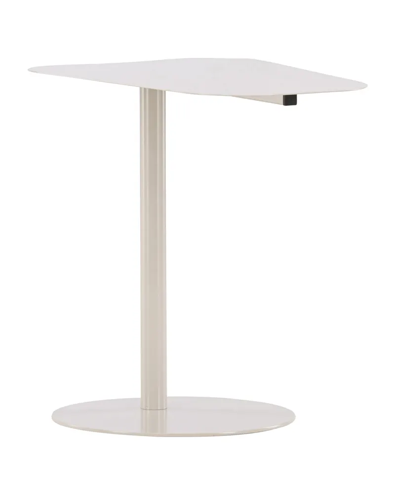 San Jose Beistelltisch aus Metall mit Säulenfuß und ovaler Platte in Beige, Ansicht 1