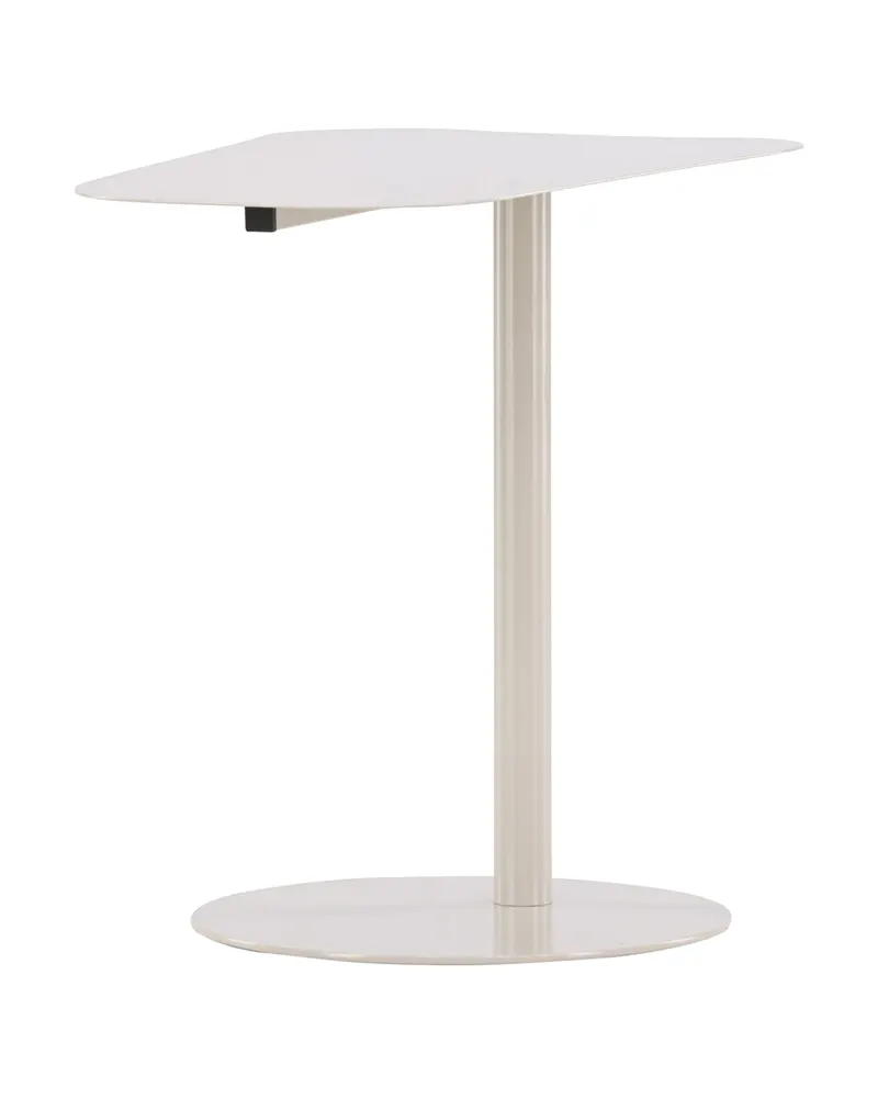 San Jose Beistelltisch aus Metall mit Säulenfuß und ovaler Platte in Beige, Ansicht 3