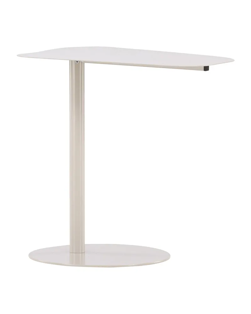 San Jose Beistelltisch aus Metall mit Säulenfuß und ovaler Platte in Beige, Ansicht 5