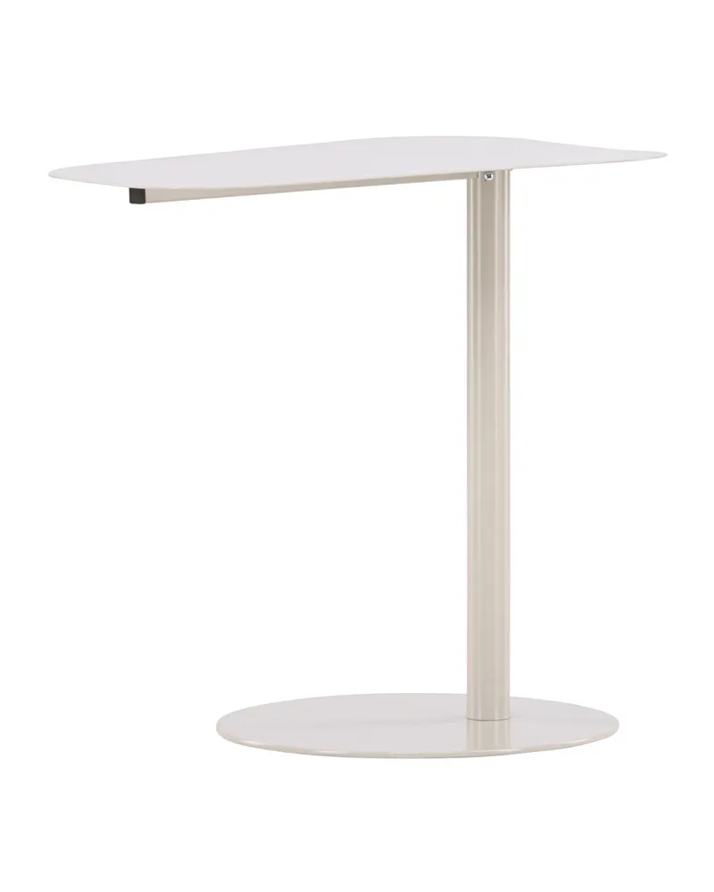San Jose Beistelltisch aus Metall mit Säulenfuß und ovaler Platte in Beige, Ansicht 6