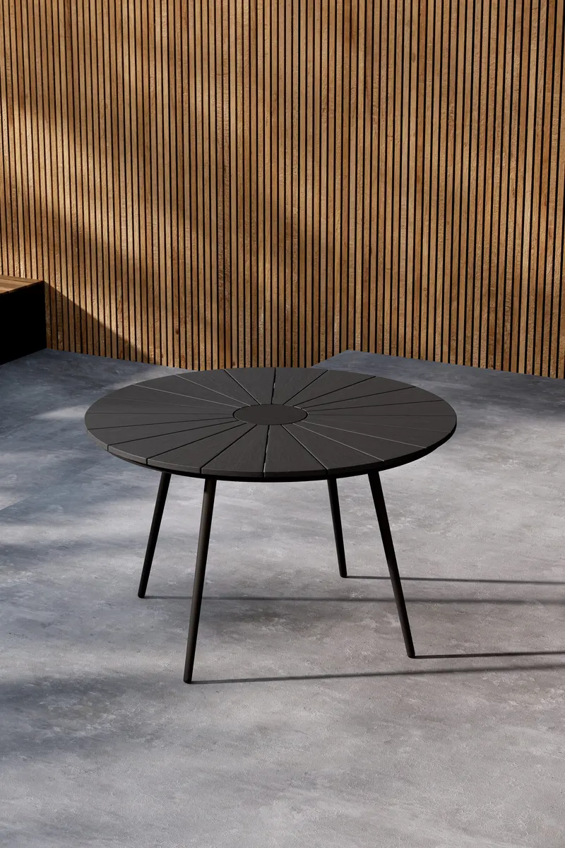 San Vito runder Gartentisch aus Aluminium in Schwarz, im Wohnraum, Ansicht 1