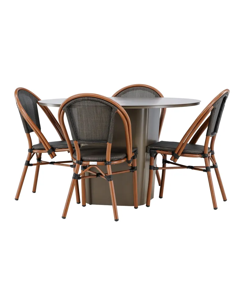 Santa Fe & Guarda Gartenmöbel-Set mit rundem Tisch und 4 Kaffeehausstühlen, Ansicht 6