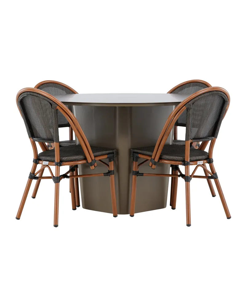 Santa Fe & Guarda Gartenmöbel-Set mit rundem Tisch und 4 Kaffeehausstühlen, Ansicht 7