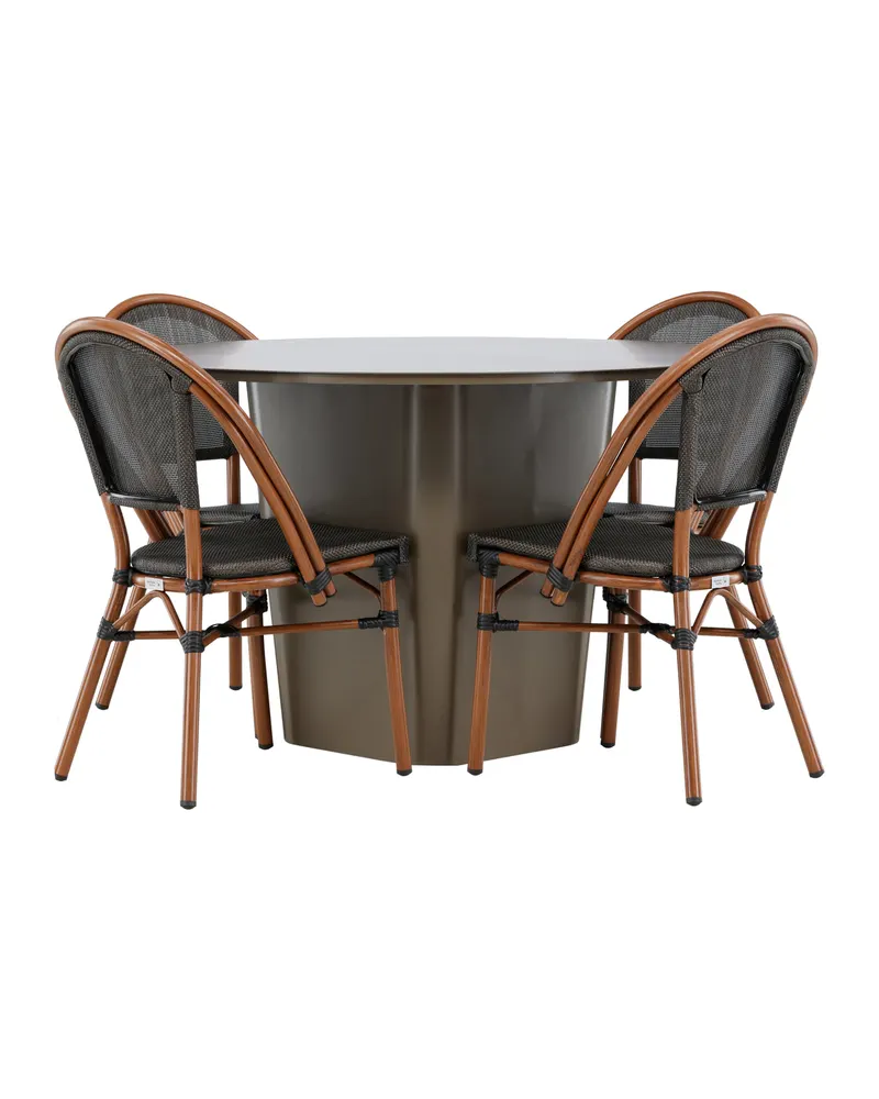Santa Fe & Guarda Gartenmöbel-Set mit rundem Tisch und 4 Kaffeehausstühlen, Ansicht 10