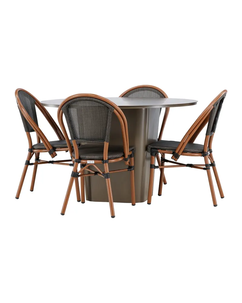 Santa Fe & Guarda Gartenmöbel-Set mit rundem Tisch und 4 Kaffeehausstühlen, Ansicht 3