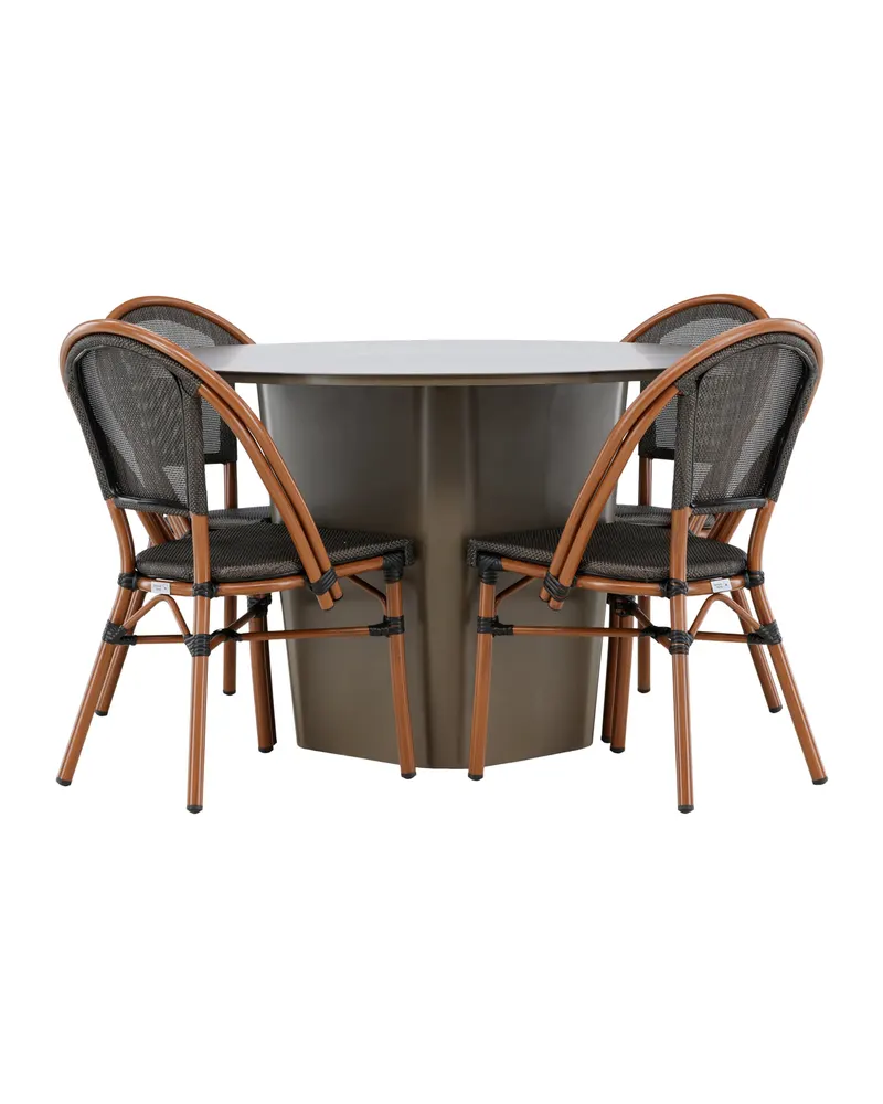 Santa Fe & Guarda Gartenmöbel-Set mit rundem Tisch und 4 Kaffeehausstühlen, Ansicht 4