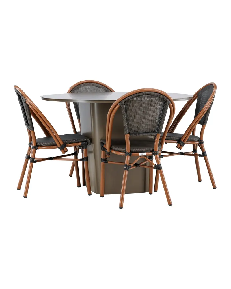 Santa Fe & Guarda Gartenmöbel-Set mit rundem Tisch und 4 Kaffeehausstühlen, Ansicht 5