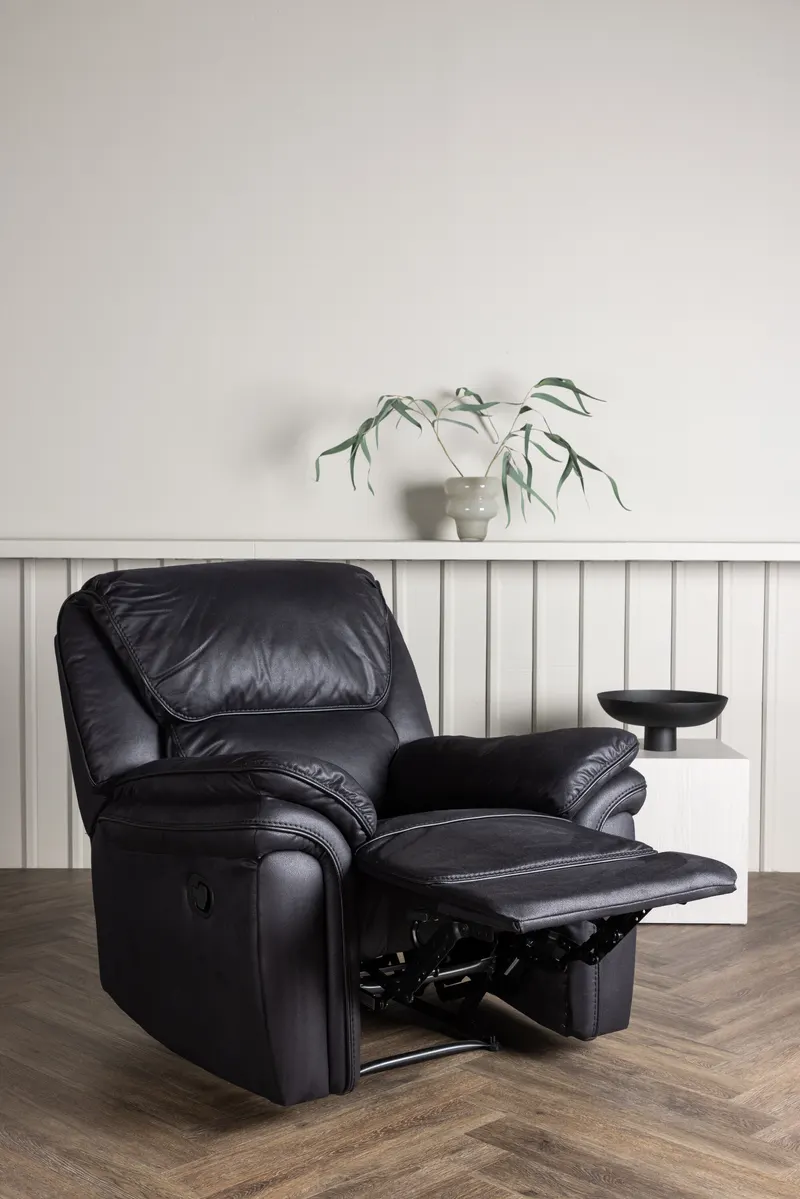 Saranda Relaxsessel mit Liegefunktion in Schwarz, im Wohnraum, Ansicht 5
