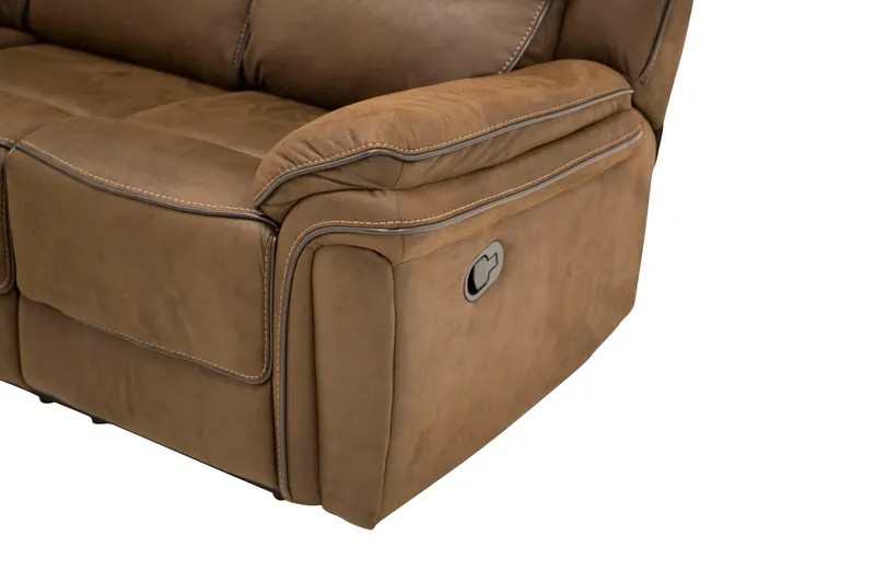 Saranda Sofa Modell 2 mit Liegefunktion in Braun, Gestell Schwarz, Ansicht 2