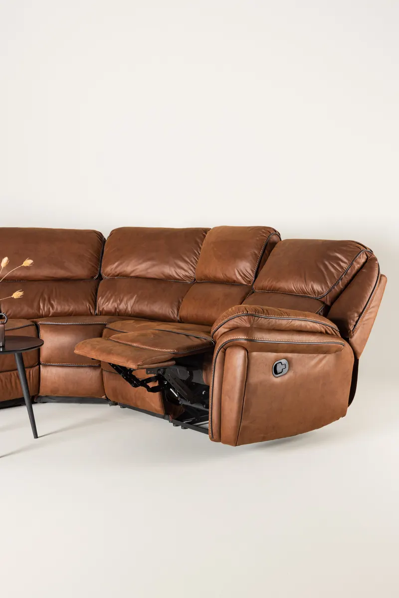 Saranda Sofa mit Liegefunktion in Braun, Gestell Schwarz, im Wohnraum, Ansicht 4