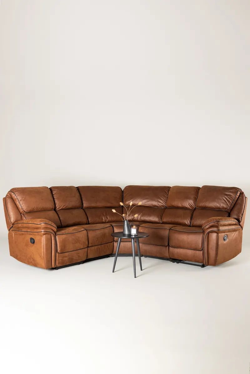 Saranda Sofa mit Liegefunktion in Braun, Gestell Schwarz, im Wohnraum, Ansicht 1