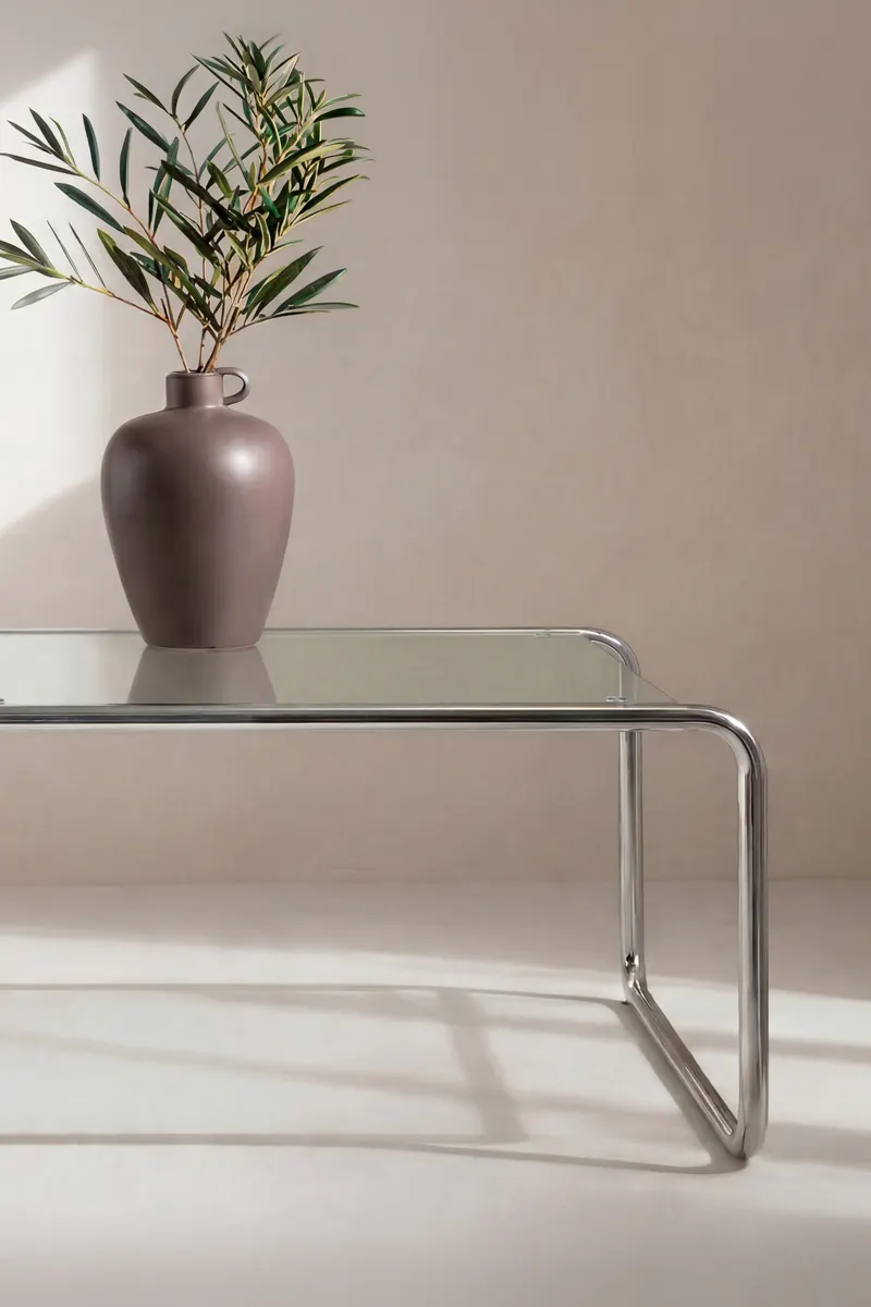 Saturnus Glas-Couchtisch, im Wohnraum, Ansicht 3
