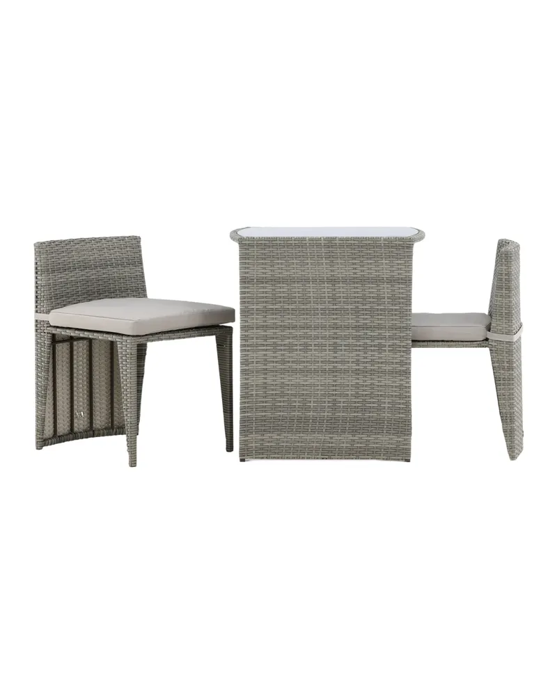 Savanna Balkonmöbel-Set aus Polyrattan, Stühle unterschiebbar, Grau