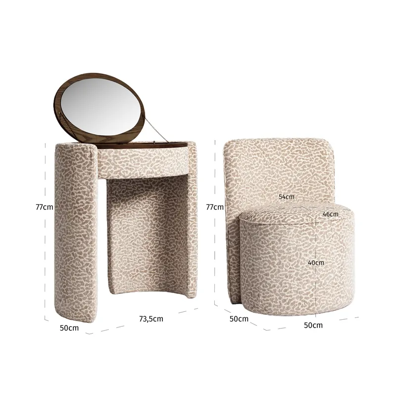 Schminktisch Roxenne, Beige leopard von Richmond Interiors, Maßzeichnung 6