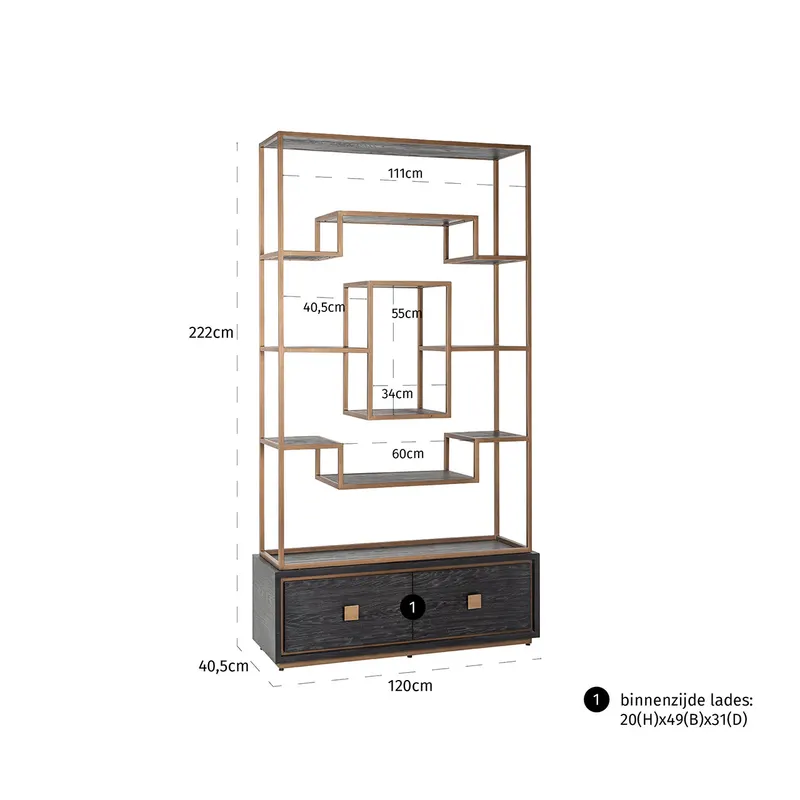 Schrank Hunter, Black rustic von Richmond Interiors, Maßzeichnung 6