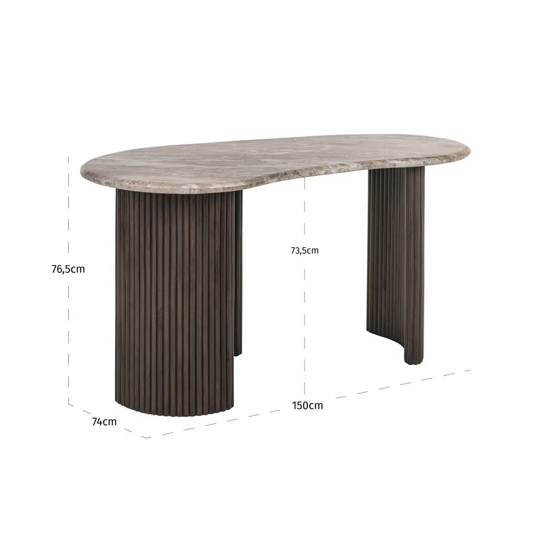 Schreibtisch Rashford, Blush beige von Richmond Interiors, Maßzeichnung 13