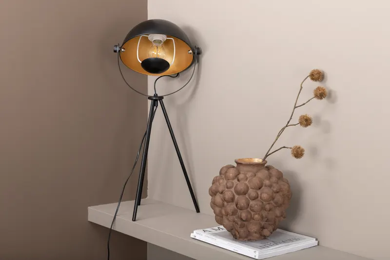 Search Tischlampe in Schwarz mit goldfarbenen Details