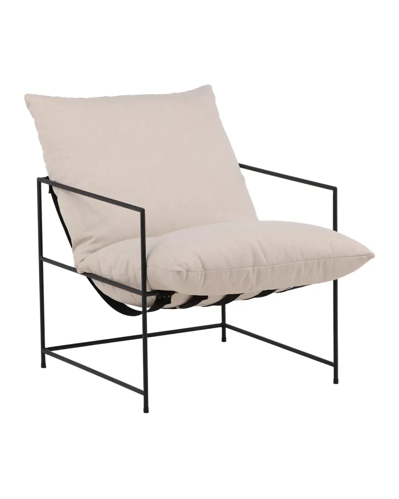 Sedalia Sessel mit Stahlrahmen in Weiß, Gestell Schwarz, Polyester in Leinenoptik, Ansicht 1