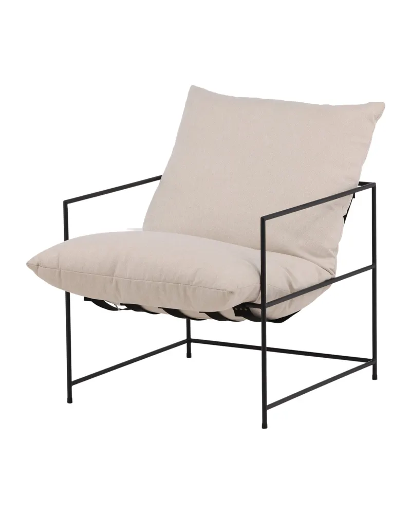 Sedalia Sessel mit Stahlrahmen in Weiß, Gestell Schwarz, Polyester in Leinenoptik, Ansicht 3