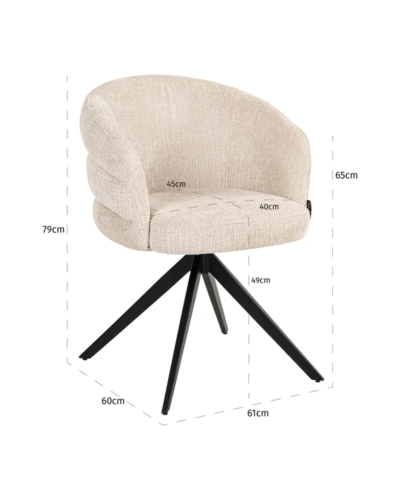 Esszimmerstuhl Serenity, Niagara beige, drehbar, feuerhemmend von Richmond Interiors, Produktansicht 10