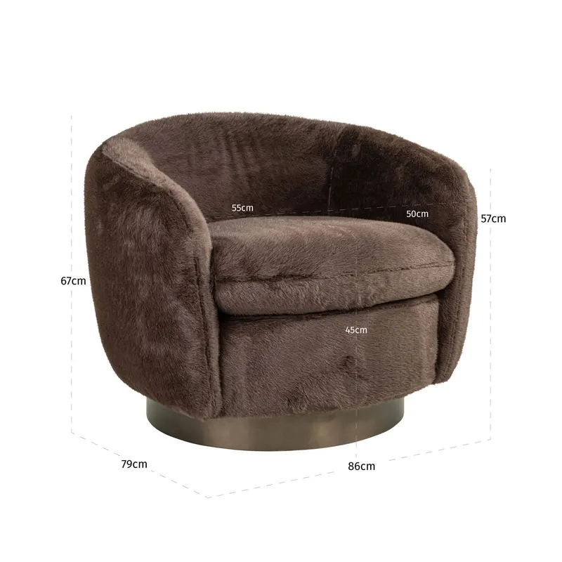 Sessel Colmar, Chocolat fluffy, drehbar von Richmond Interiors, Maßzeichnung 10