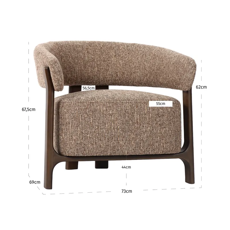 Sessel Dalara, Brown tweed von Richmond Interiors, Maßzeichnung 8