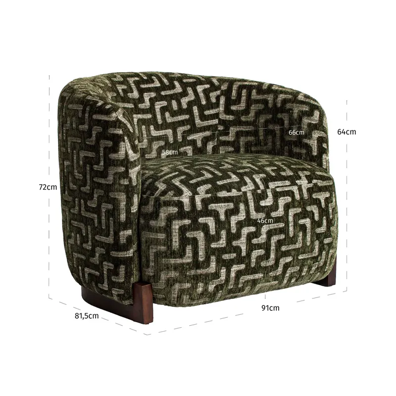Sessel Hannah, Moss labyrinth, feuerhemmend von Richmond Interiors, Maßzeichnung 8