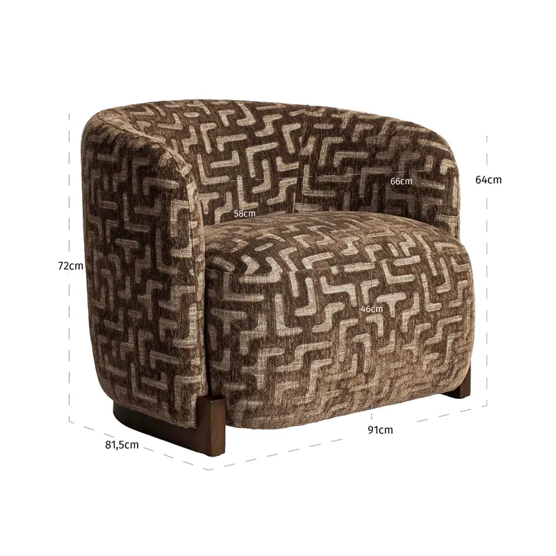 Sessel Hannah, Brown labyrinth, feuerhemmend von Richmond Interiors, Maßzeichnung 9